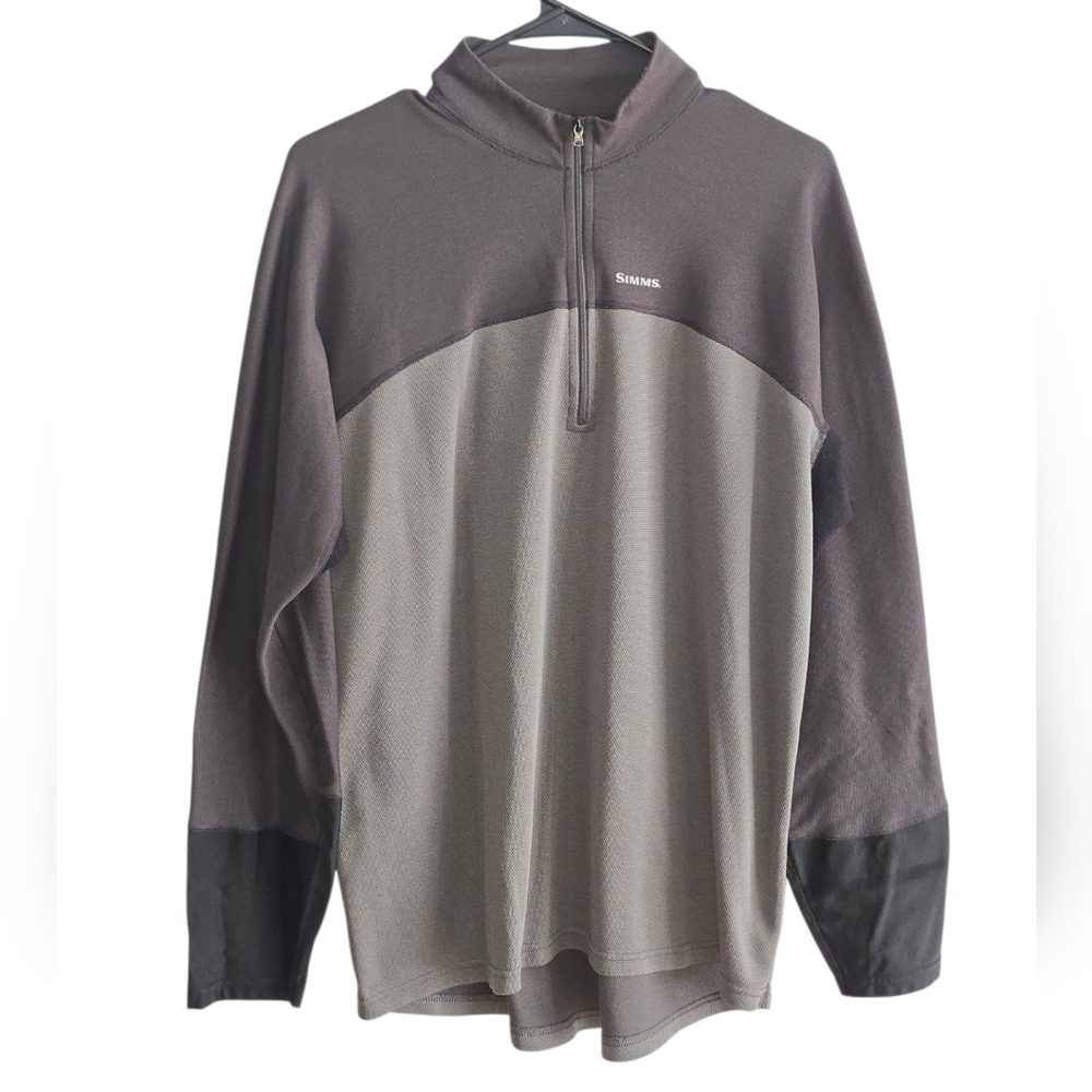 Simms Men's Two-Tone Gray And Black Quarter-Zip Pullover Sweater XL